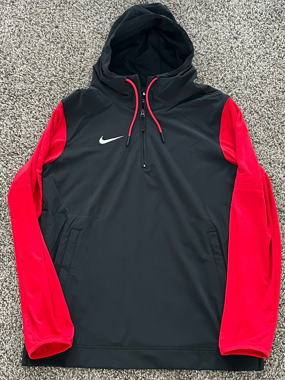 Nike Pregame 1/4 Zip Player Jacket Black Red Men’s Size Small FJ9536-014